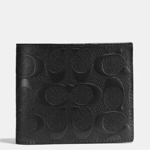 NWT Coach Black Embossed Leather 3-in-Men’s Wallet